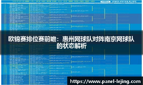 欧锦赛排位赛前瞻：惠州网球队对阵南京网球队的状态解析